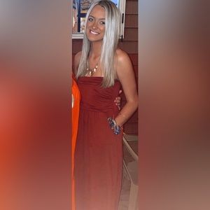 strapless red maxi dress ❤️